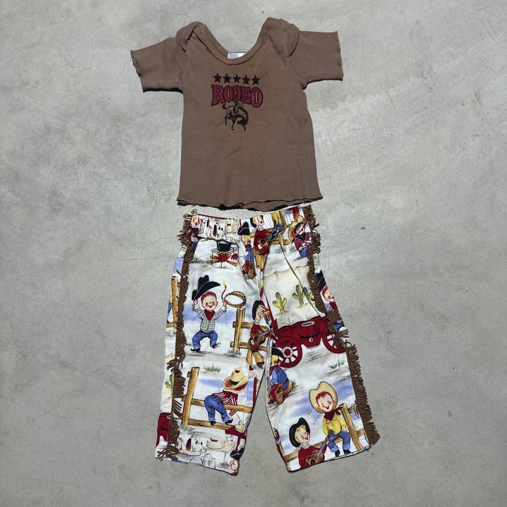 Boys HOLLYWOOD BABY VTG Cowboy Kids 6-9 Months Western Outfit Monogram Jack